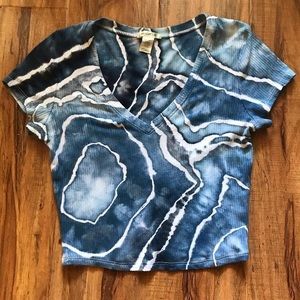Geode Blue Ice Dyed Tie Dye Crop Top Women’s Large